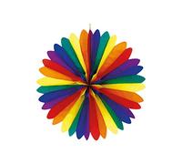 amscan 4110 Éventail décoratif Arc-en-Ciel 1 pièce, Taille 50 cm, Papier, décoration à Suspendre, décoration à Suspendre, fête à thème, Carnaval