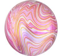 Amscan 41396-01 Ballon en plastique Anagram Orbz-Pink Marblez, 40,6 cm, multicolore