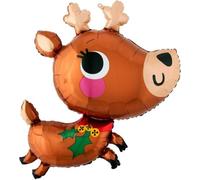 Amscan 4204275 - Super Shape Ballon en plastique Renne, 76 x 76 cm, Rudolf, Noël, Décoration