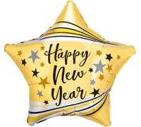 Amscan 4206775, Standard HNY Bursts & Stars Foil Balloon S40 Verpackt 43 cm