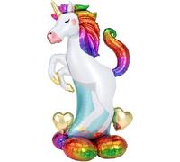 Amscan 4242711 - Ballon en plastique Licorne, taille environ 130 cm, ballon multicolore AirLoonz, gonflable à l'hélium ou à l'air, cadeau, décoration, anniversaire enfant, Magic Unicorn