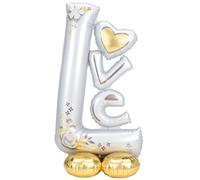 ballon aluminium lettre love mariage 73x147cm argent or - amscan 4246511 Gris