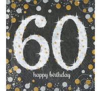 serviettes de table 60 ans 33 x 33 cm 16 pièces or/argent
