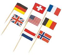 Amscan Mini piques drapeaux 5310-30 – Modèle aléatoire – 6,5 cm – 30 pièces multicolore