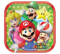 Article et décoration de fête Nintendo Super Mario Bros 7" [8 assiettes en papier carrées par paquet]