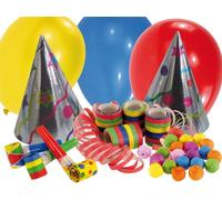 Amscan - 550017 - 6 Chapeaux - 6 Ballons - 6 Sans-Gênes - 2 Serpentins - 60 Boules - 80 Pièces Assorties
