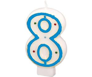 Amscan - 550288 - Bougie Chiffre 8 Pois , Coloris Aléatoire