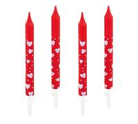 Amscan bougies d'anniversaire coeurs 7,5 cm cire 10 pièces blanc rouge Rood
