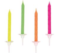 Amscan 551819 - Bougies d'anniversaire fluo, 10 pièces, env. 8 cm, multicolores, bougies de gâteau