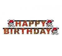Amscan - 551942 - Guirlande Happy Birthday Pirate - 180 x 15 cm - Rouge/Noir
