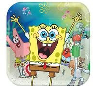 amscan 552627 - Lot de 8 assiettes carrées Bob l'éponge pour fête d'anniversaire