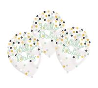 Amscan 6 Ballons en Latex Transparent Remplis de Confettis Hello Baby 27,5 cm / 11"