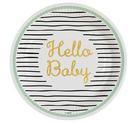 Amscan 8 Assiettes Hello Baby Rondes en Papier 23 cm