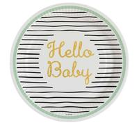 Amscan 8 Assiettes Hello Baby Rondes en Papier 23 cm