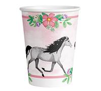 amscan 8 GOBELETS Carton Poney Chevaux Fleurs 25CL
