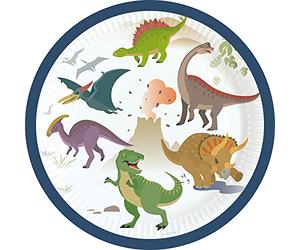 amscan 8 petites assiettes dinosaures joyeux
