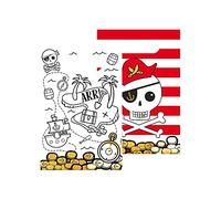 Sachets cadeaux - 10 - Fête Pirates - 8 sachets - Rouge - 16x23cm