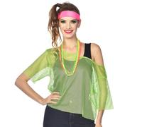 amscan 80s Mesh Shirt-Yellow Small/Medium Haut de Costume, Jaune, 36-42 Femme