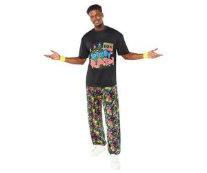 amscan-80's Party Xtra Large Ensemble de Costume, Homme, 9910394, Violet et Noir, Trés Grande