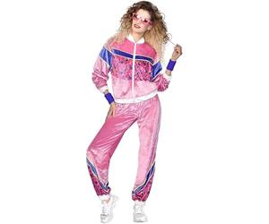 amscan 80's Velour Joggersuit Size 12-14 Ensemble de Costume, Rose/Bleu, 40-42 (Lot de 2) Femme