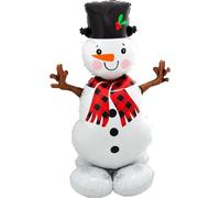 Amscan 8311811 - Ballon en plastique Bonhomme de neige, taille env. 130 cm, ballon AirLoonz en plusieurs parties, Bonhomme de neige avec écharpe et chapeau, gonflable à l'hélium ou à l'air, décoration