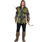 Amscan- Costume d'archer pour Adulte avec Capuche, carquois et Gants - Taille Standard - 1 pièce Disney Deguisement Homme Prince des Voleurs M/L, 844178-55, Vert, Poitrine: 106,68 cm