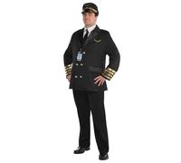 amscan 846924-55 Déguisement pour Adulte avec Chapeau Pilote et Cordon Noir Taille 1 pièce