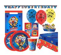 Amscan 9050 0364-66 Set de fête Paw Patrol 56 pièces Vaisselle jetable & Décoration Chien Héros Animal Anniversaire Enfant Fête à thème