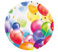 amscan 9900320-66 - Lot de 8 assiettes en papier, ballons gonflables, assiettes en carton, assiettes jetables, anniversaire d'enfant