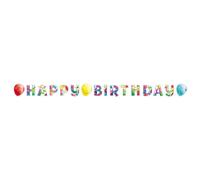 Amscan 9900327 - Chaîne de fête Happy Birthday, papier, 174 x 13 cm, ballons, guirlande, décoration à suspendre, anniversaire