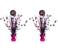 amscan 9900599 33 cm Celebration 40e Décoration Spray, Rose (Lot de 2)