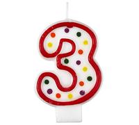 Amscan 9900777 7,5 cm Bougie d'anniversaire Numéro 3 Motif à Pois