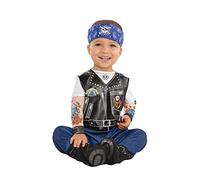 amscan 9900881 Déguisement de motard avec manches tatouées et chapeau 6-12 mois