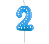 Amscan 9900912 - Bougie chiffre 2, hauteur 6,5 cm, bougie de gâteau, décoration de gâteau, anniversaire, décoration (La bougie viendra dans une COULEUR ALÉATOIRE)