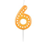 Amscan 9900916 - Bougie numérotée 6 pour fête d'anniversaire, hauteur 6,5 cm, décoration de gâteau, couleurs assorties