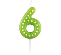 Amscan 9900916 - Bougie numérotée 6 pour fête d'anniversaire, hauteur 6,5 cm, décoration de gâteau, couleurs assorties