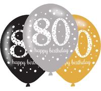 Amscan 9900974 - Ballons latex 80 Joyeux anniversaire, 6 pièces, ballons, anniversaire, déco