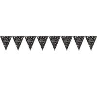 Amscan 9901178 - Guirlande de fanions Sparkling Celebration personnalisable, film plastique, 396,2 x 21,5 cm, Happy Birthday, anniversaire