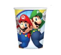 Amscan 9901537-66 - 8 Paquet Gobelets en papier Super Mario, 250 ml, Clair