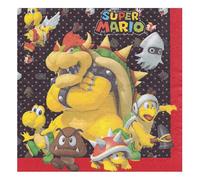 Amscan 9901538 - Serviettes Super Mario, 20 pièces, 33 x 33 cm, vaisselle de fête, anniversaire d'enfant, motif