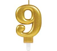 amscan - Bougie d'anniversaire, numéro 9, Or