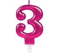 Amscan 9901785 - Bougie numéro 3, hauteur 9,3 cm, Sparkling Celebrations, bougie pour gâteau, anniversaire, décoration
