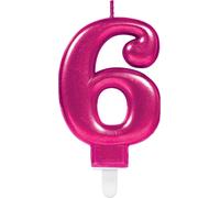 Amscan 9901788 - Bougie numéro 6, hauteur 9,3 cm, Sparkling Celebrations, bougie pour gâteau, anniversaire, décoration