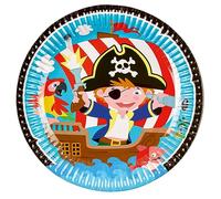 amscan 9902120-66 8 Assiettes Rondes Pirate Papier 23 cm