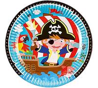 amscan 9902120 Lot de 8 Assiettes en Papier Motif Pirate Multicolore