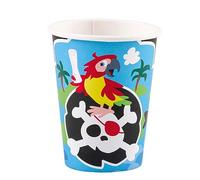 amscan 9902121-66 Lot de 8 gobelets en papier pirate 250 ml, Blanc