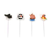 amscan 9902128 Lot de 4 Mini Bougies Pirate Multicolore