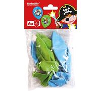 Amscan ballons Pirates 27,5 cm latex bleu/vert 6 pièces Blauw