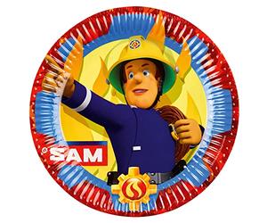 amscan 9902175-66 Fireman Sam Lot de 8 assiettes jetables en papier, diamètre 23 cm, pour anniversaire d'enfant