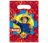 Amscan 9902179 - Sacs de fête Sam le pompier, 8 pièces, 23 x 16,5 cm, cadeaux d'anniversaire pour enfants